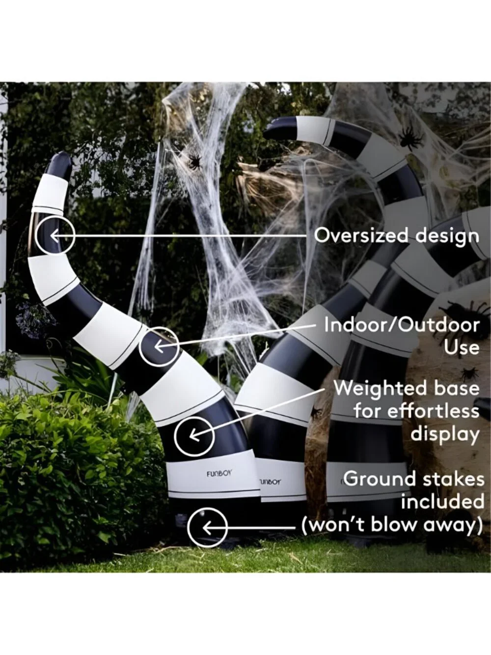Giant Inflatable Halloween Yard Snakes 3 Pack, Cordless, No Blower